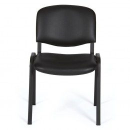 Lot de 4 Chaises polyvalentes empilables avec Assise & dossier tapissés vinyl noir