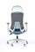 Fauteuil FRED Structure Blanche Tissu Bleu