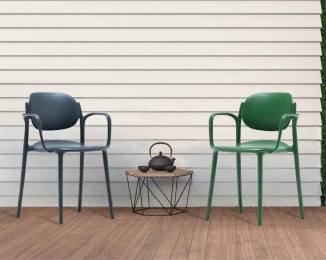 Lot de 4 Fauteuils en polypropylène recyclé GARDEN pour extérieur ou intérieur