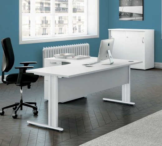 Bureau Compact ESSENTIEL avec Caisson et Retour à droite ou à gauche